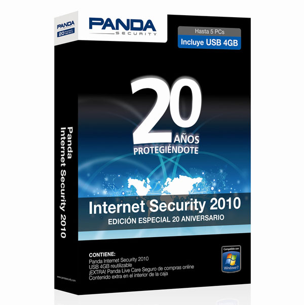Panda Internet Security 2010 edición especial 20 Aniversario con seguro para usuarios