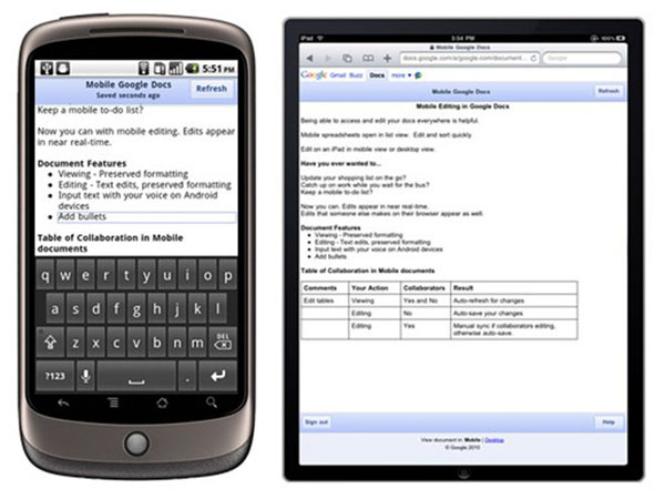 Google Docs, ya se pueden editar documentos desde móviles Android, iPhone 4 o iPad