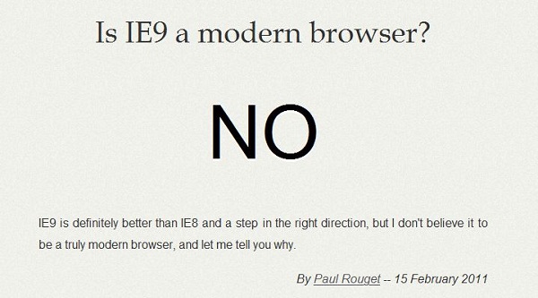 Microsoft Internet Explorer 9, ¿es un navegador moderno?