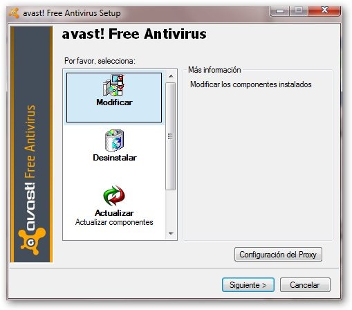 Avast, cómo eliminar o desinstalar el gadget de Avast 6