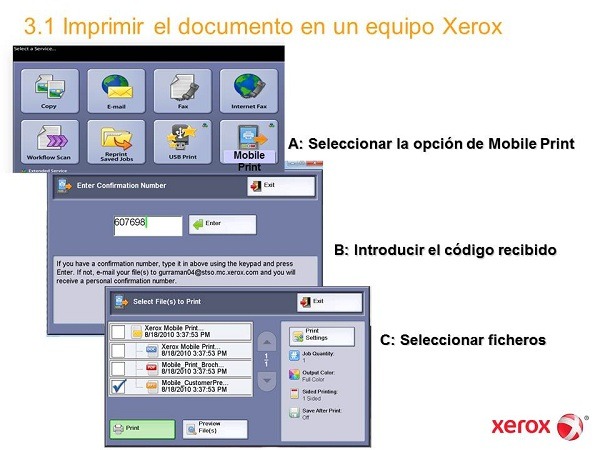 Xerox Mobile Print Solution, impresión desde móviles a través de un servidor
