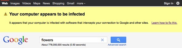 Malware, el buscador de Google alerta a los usuarios de que están infectados por primera vez
