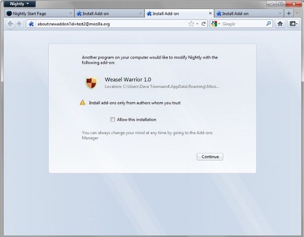 Firefox 8 evitará la instalación de complementos sin permiso