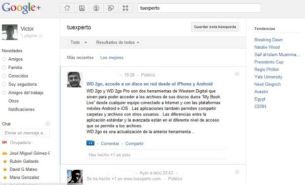 Google Plus incorpora trending topics como Twitter
