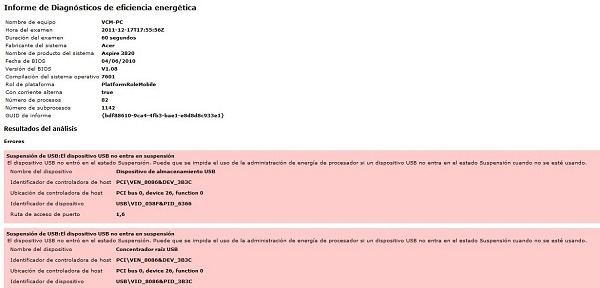 Informe eficiencia energética de Windows
