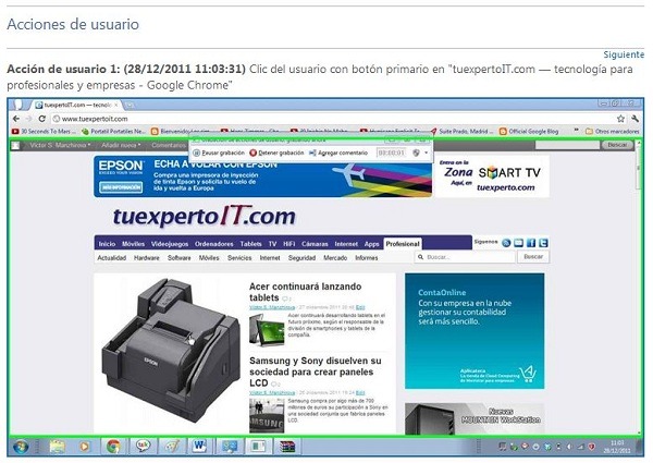 Graba los pasos anteriores a un error en Windows 7 