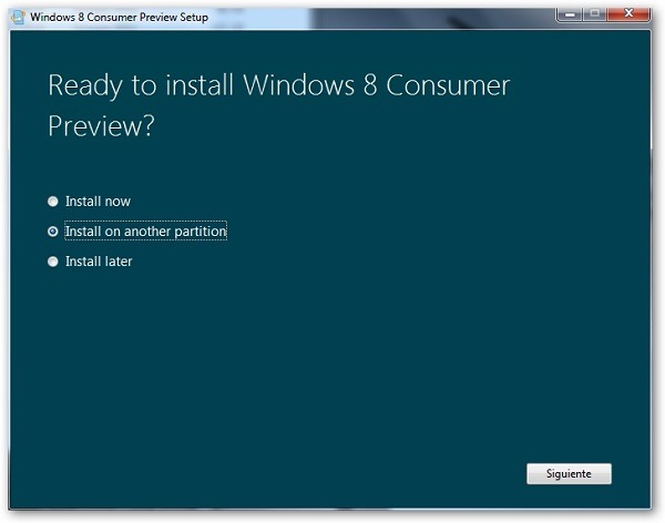 Windows 8 opciones instalación