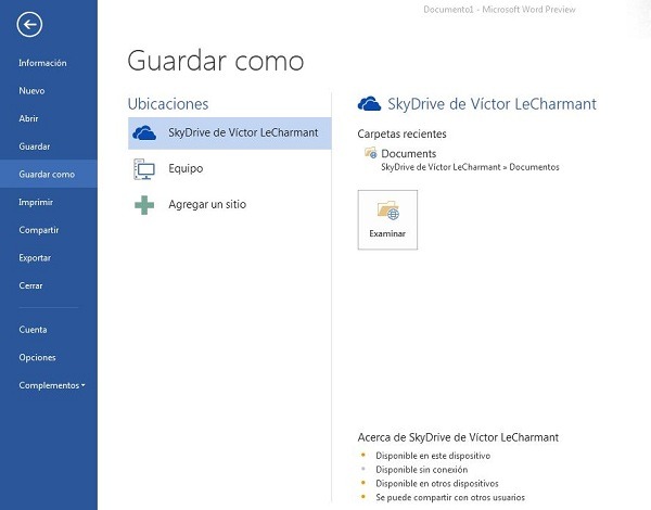 Office 2013, Cómo utilizar SkyDrive con Office 2013