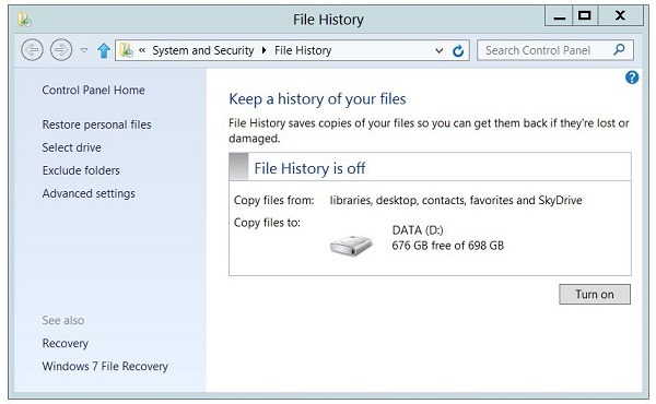 Windows 8, cómo hacer copias de seguridad de los archivos