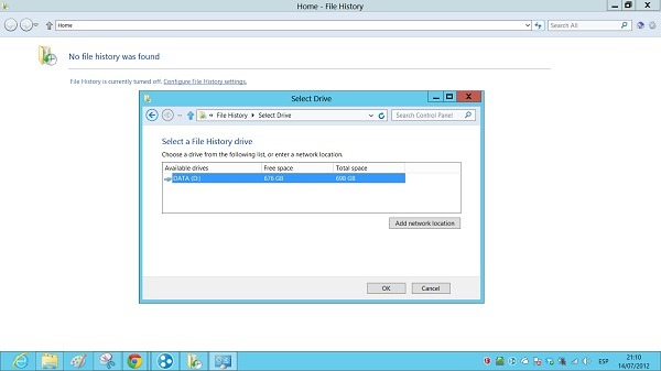 Historial en Windows 8