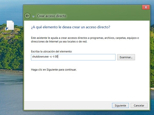 Botón de apagado de Windows 8