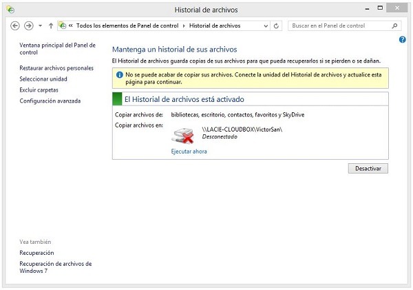 Cómo realizar copias de seguridad de nuestros archivos en Windows 8