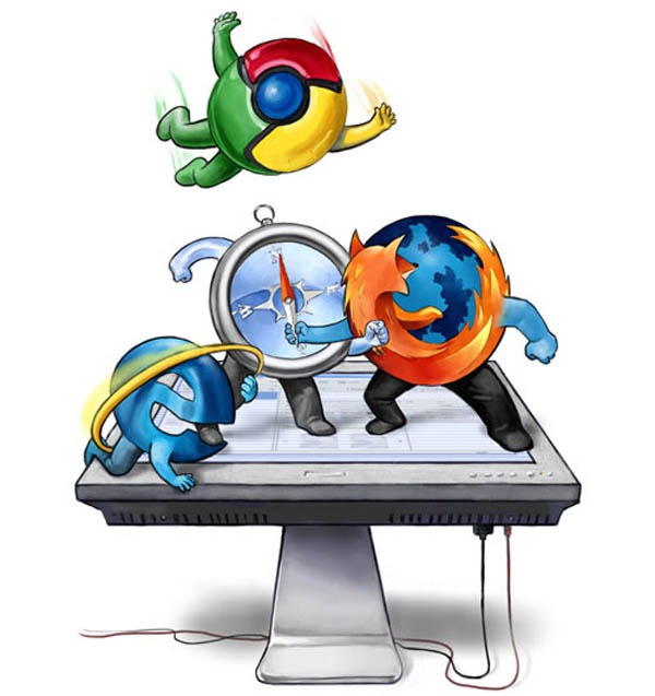 Navegadores, Internet Explorer bajo un 5% en 2010, lo mismo que ha subido Google Chrome